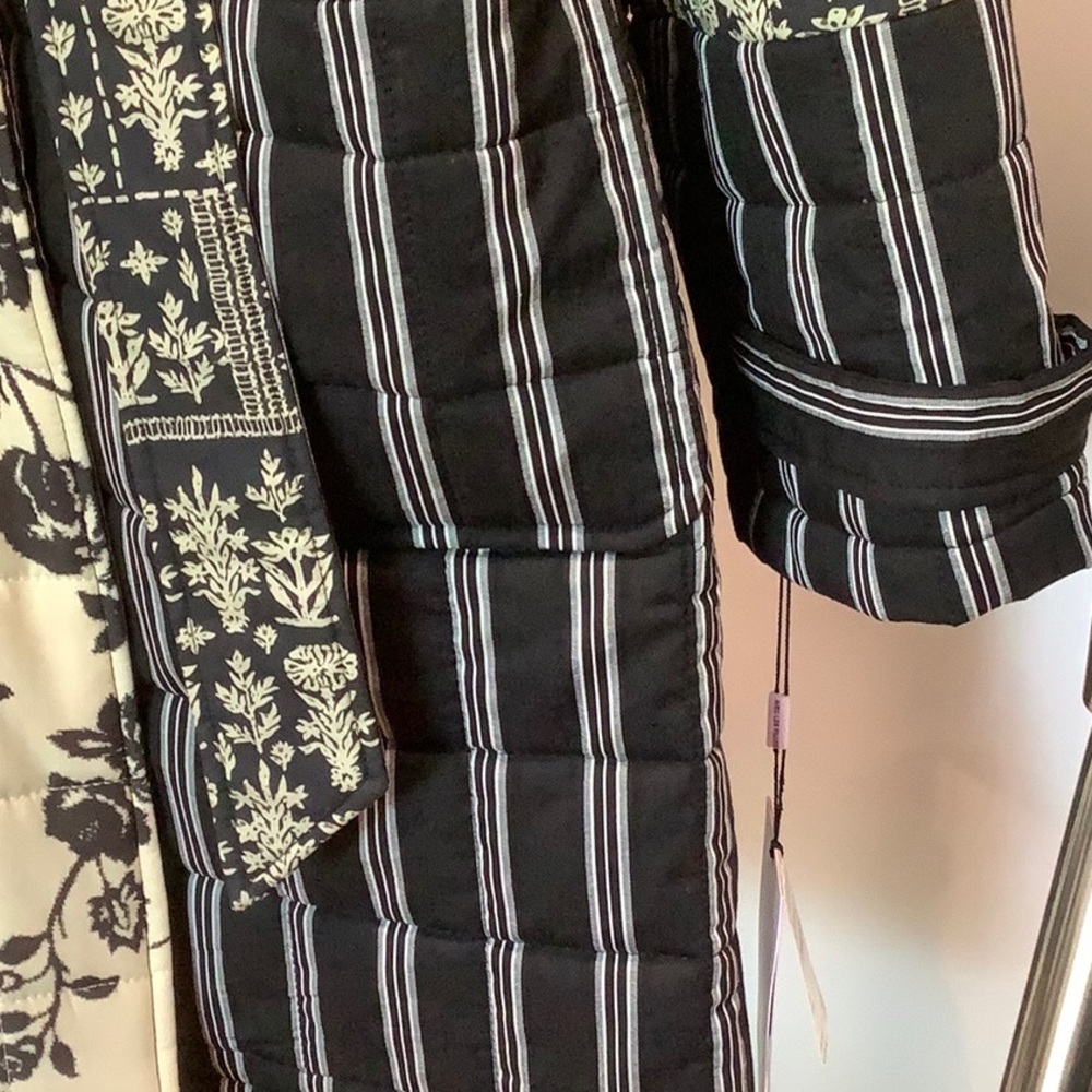 NWT Avec Les Filles Wool/Cotton Blend Mixed Print Quilted Coat, Snap Closure - Picture 11 of 15